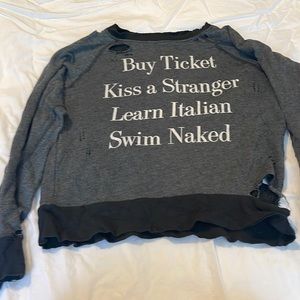 Wild fox distressed grey sweat shirt XS